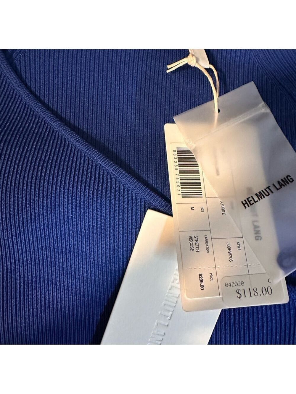 NWT Helmut Lang Vibrant Blue A-Symmetrical V-Neck Sweater - Picture 3 of 5